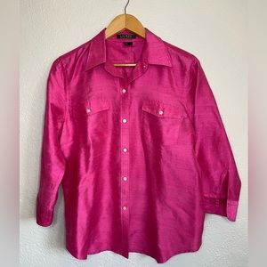 Ralph Lauren pink textured 100% silk shirt size large